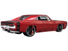 1969 Dodge Charger R/T Red Metallic Black Hood Black Stripes Classic Muscle 1/25 Diecast Model Car Maisto 32537