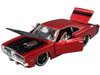 1969 Dodge Charger R/T Red Metallic Black Hood Black Stripes Classic Muscle 1/25 Diecast Model Car Maisto 32537