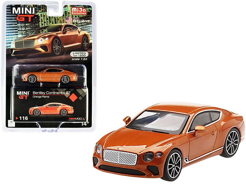 Bentley Continental GT Orange Flame Metallic Limited Edition to 1200 pieces Worldwide 1/64 Diecast Model Car by True Scale Miniatures