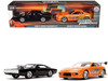 Dom's Dodge Charger R/T Black Brian's Toyota Supra Orange Set of 2 pieces Fast & Furious Series 1/32 Diecast Model Cars Jada 31981