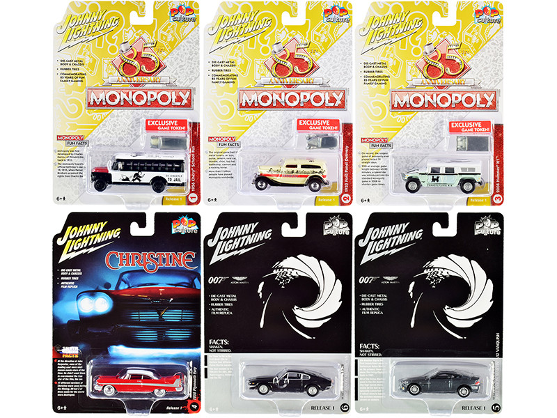 Pop Culture 2020 Set of 6 Cars Release 1 1/64 Diecast Model Cars Johnny Lightning JLPC001