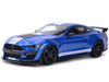 2020 Ford Mustang Shelby GT500 Blue Metallic White Stripes Special Edition 1/18 Diecast Model Car Maisto 31388