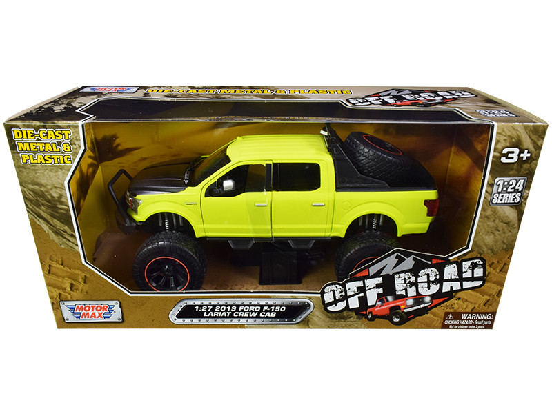 2019 Ford F-150 Lariat Crew Cab Pickup Truck Off Road Bright Green 1/24-1/27 Diecast Model Car Motormax 79146