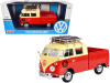 Volkswagen Type 2 T1 #8 Pickup Truck Roof Rack Luggage Red Yellow 1/24 Diecast Model Car Motormax 79582