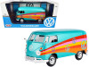 Volkswagen Type 2 T1 Delivery Van Peace Turquoise Metallic 1/24 Diecast Model Car Motormax 79583
