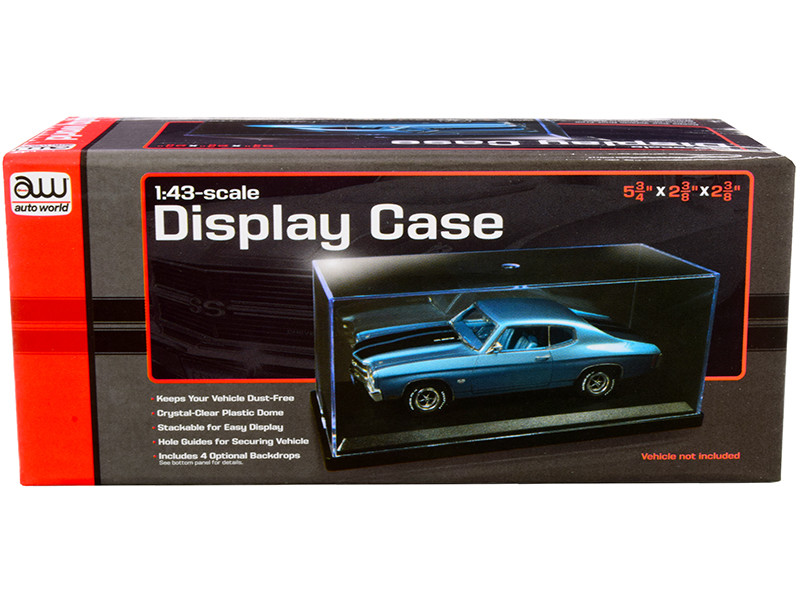Acrylic Display Show Case with Black Plastic Base and 4 Display Backdrops for 1/43 Scale Model Cars by Autoworld