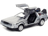DeLorean DMC Time Machine Brushed Metal Back to the Future Part I 1985 Movie Hollywood Rides Series 1/32 Diecast Model Car Jada 32185