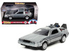 DeLorean DMC Time Machine Brushed Metal Back to the Future Part I 1985 Movie Hollywood Rides Series 1/32 Diecast Model Car Jada 32185