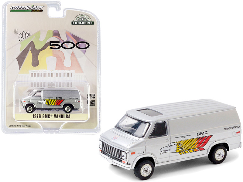 1976 GMC Vandura Silver GMC Transportation 60th Annual Indianapolis 500 Mile Race Hobby Exclusive 1/64 Diecast Model Car Greenlight 30198