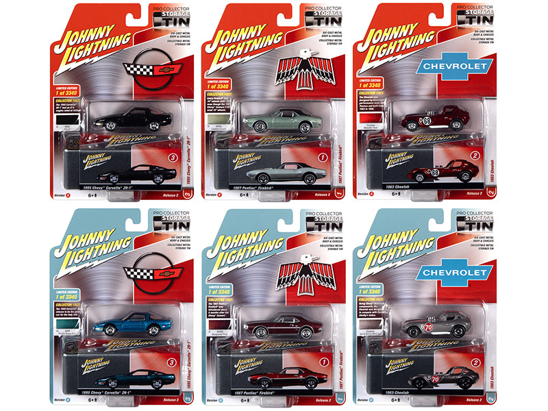 Johnny Lightning Collector's Tin 2020 Set of 6 Cars Release 2 Limited Edition 3340 pieces Worldwide 1/64 Diecast Model Cars Johnny Lightning JLCT004