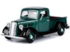 1937 Ford Pickup Truck Green 1/24 Diecast Car Model Motormax 73233