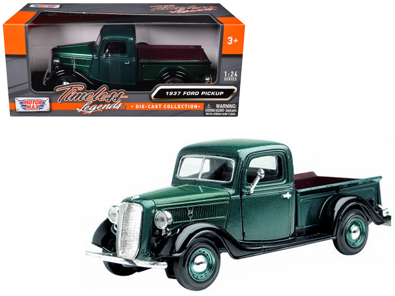 1937 Ford Pickup Truck Green 1/24 Diecast Car Model Motormax 73233