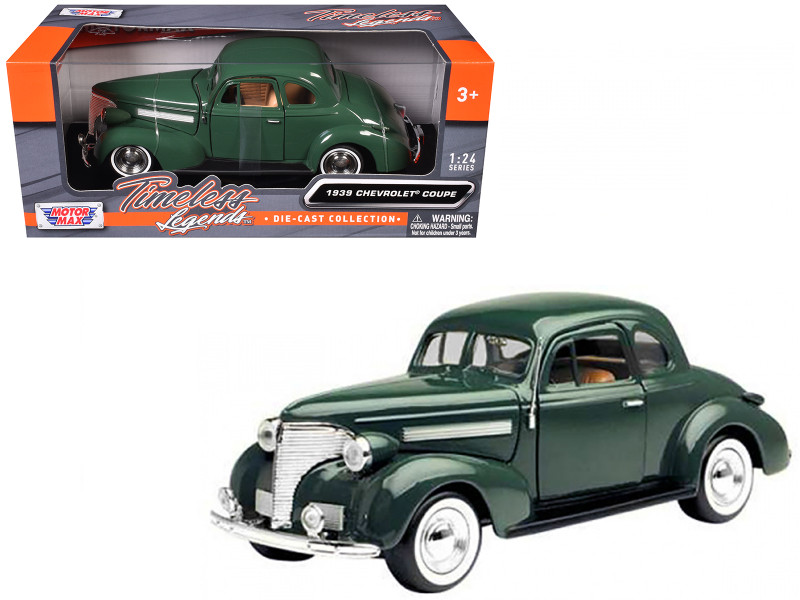 1939 Chevrolet Coupe Green 1/24 Diecast Model Car Motormax 73247