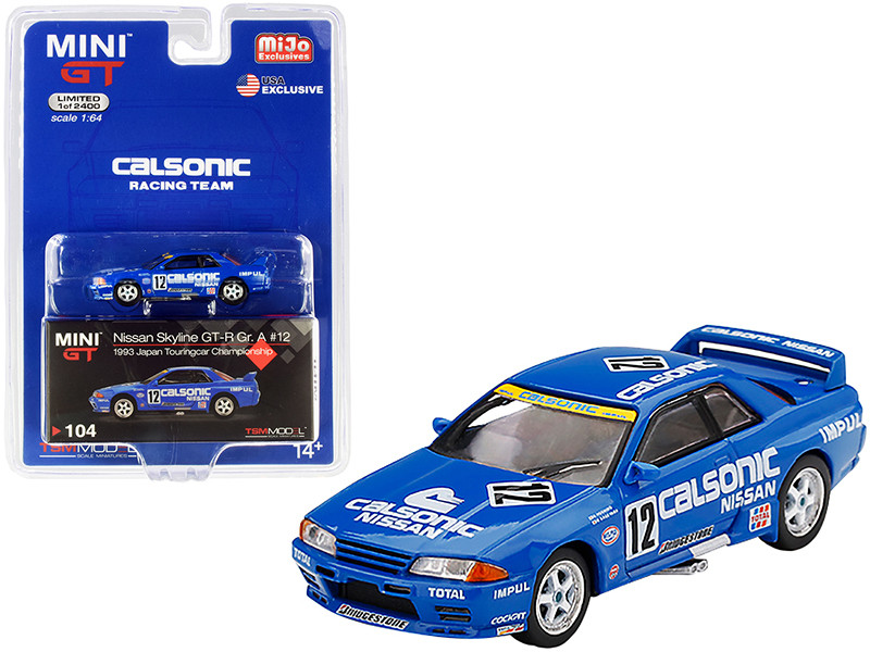 Nissan Skyline GT-R R32 Gr A RHD Right Hand Drive #12 Calsonic Japan Touring Car Championship JTCC 1993 Limited Edition 2400 pieces Worldwide 1/64 Diecast Model Car True Scale Miniatures MGT00104