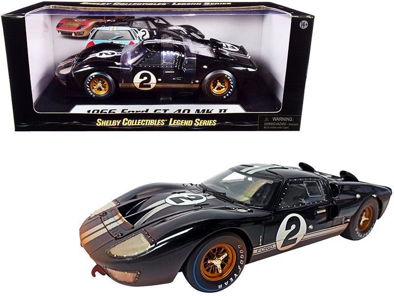 1966 Ford GT 40 MKII #F85 Silver Metallic with Black Stripes 1/18