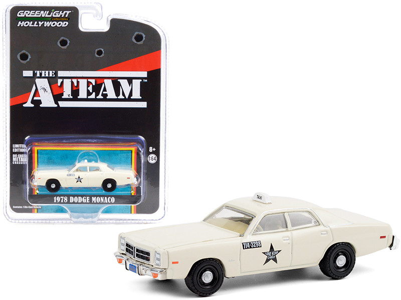 1978 Dodge Monaco Taxi Cream Lone Star Cab Co The A-Team 1983 1987 TV Series Hollywood Special Edition 1/64 Diecast Model Car Greenlight 44865 B