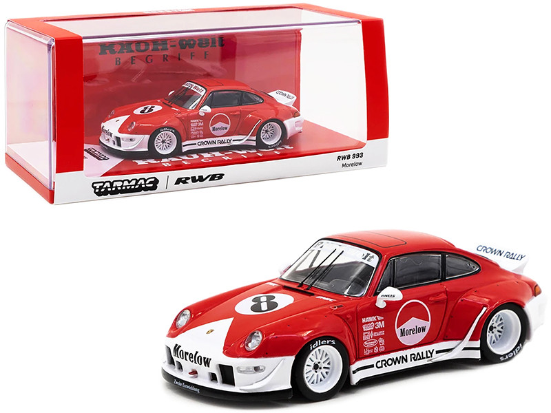 Porsche RWB 993 #8 Morelow Red White RAUH-Welt BEGRIFF 1/43 Diecast Model Car Tarmac Works T43-014-ML