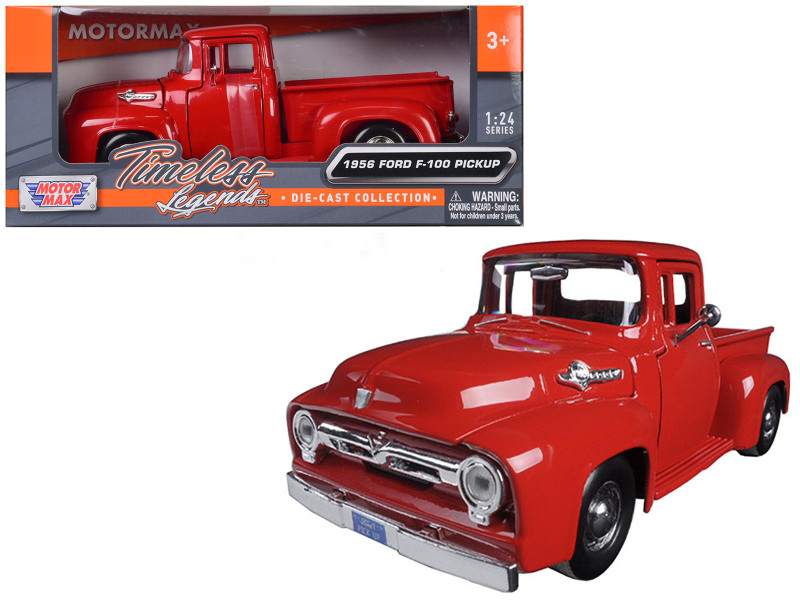 1956 Ford F-100 Pickup Red 1/24 Diecast Model Car Motormax 73235