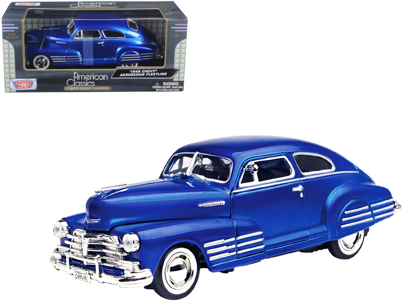 1948 Chevrolet Aerosedan Fleetline Blue 1/24 Diecast Model Car Motormax 73266