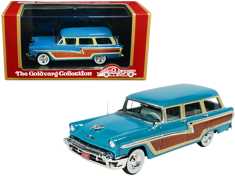1956 Mercury Monterey Station Wagon Lauderdale Blue with Wood Paneling Limited Edition to 220 pieces Worldwide 1/43 Model Car by Goldvarg Collection