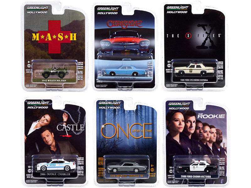 Hollywood Series Set 6 pieces Release 30 1/64 Diecast Model Cars Greenlight 44900