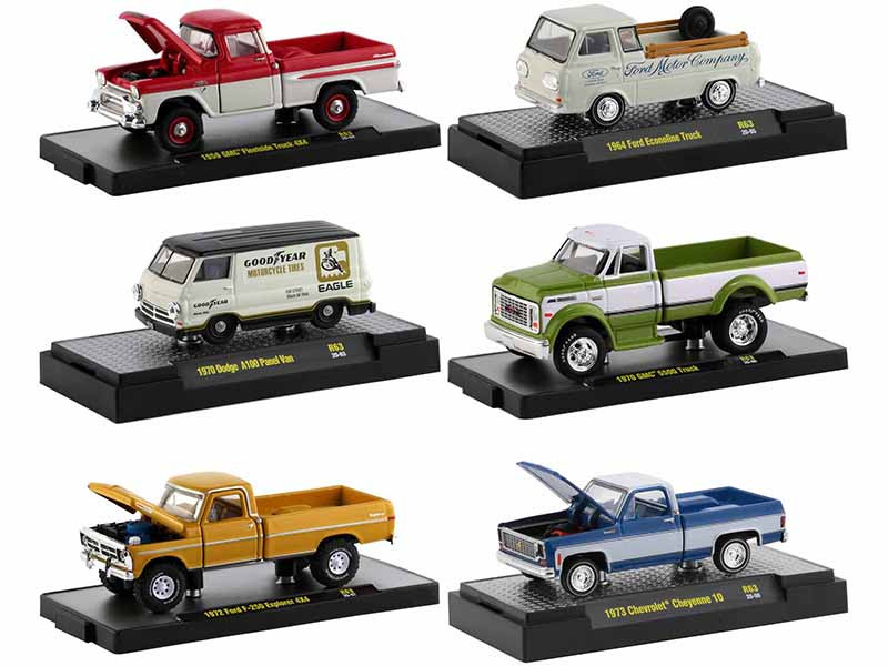Auto Trucks 6 piece Set Release 63 DISPLAY CASES Limited Edition 8875 pieces Worldwide 1/64 Diecast Model Cars M2 Machines 32500-63