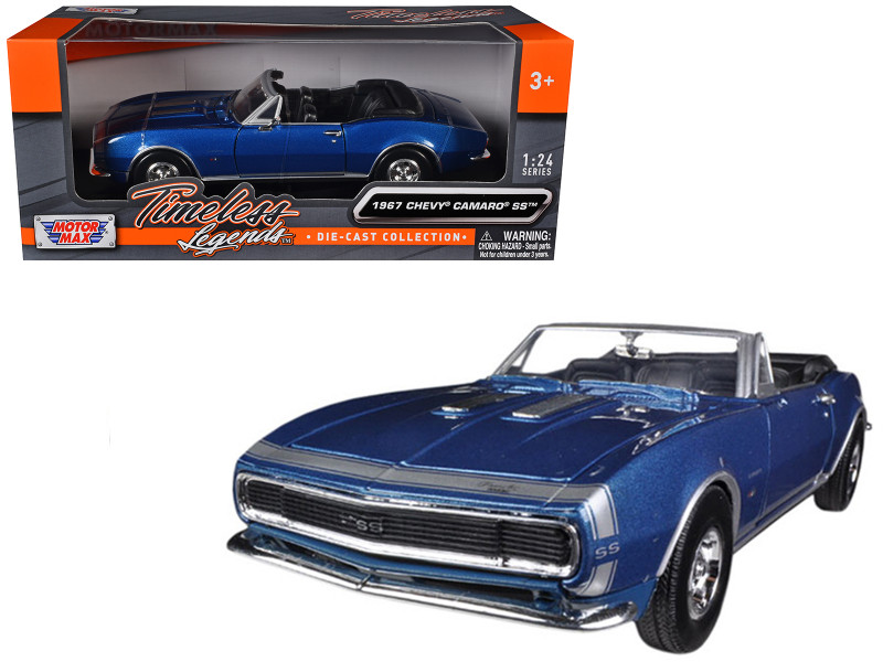 1967 Chevrolet Camaro SS Convertible Blue 1/24 Diecast Car Model Motormax 73301