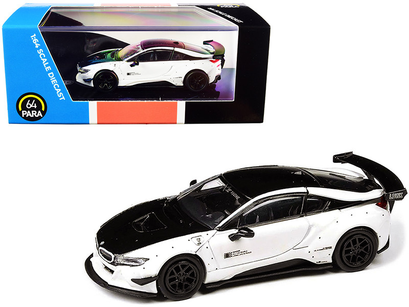 BMW i8 Liberty Walk White Black 1/64 Diecast Model Car Paragon PA-55151