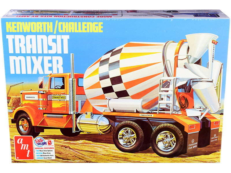 Skill 3 Model Kit Kenworth Challenge Transit Cement Mixer Truck 1/25 Scale Model AMT AMT1215
