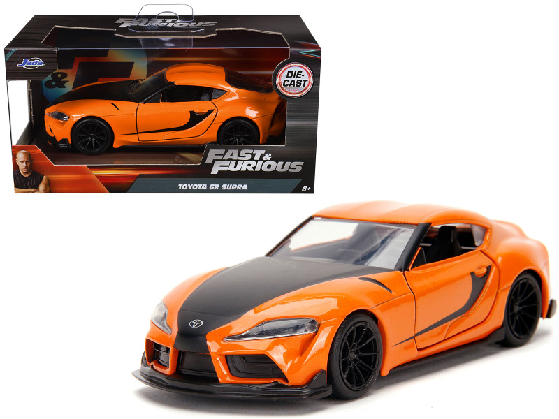 Toyota GR Supra Orange Black Stripes Fast & Furious 9 F9 2021 Movie 1/32 Diecast Model Car Jada 32016