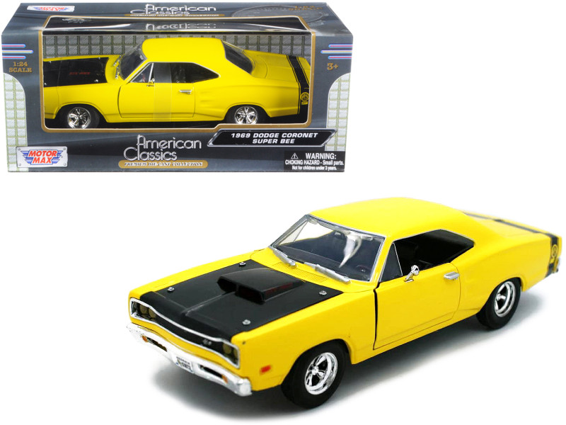 1969 Dodge Coronet Super Bee Yellow 1/24 Diecast Car Model Motormax 73315