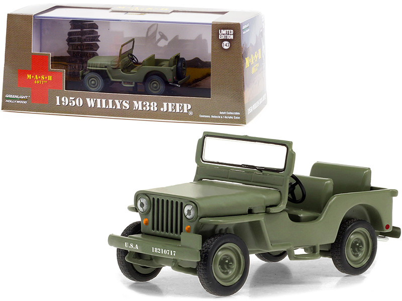 1950 Willys M38 Jeep Army Green MASH 1972 1983 TV Series 1/43 Diecast Model Car Greenlight 86594