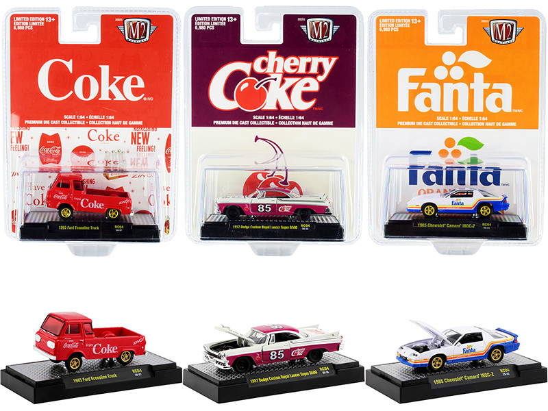 Coca Cola Fanta Set of 3 pieces New Release Limited Edition 6980 pieces Worldwide 1/64 Diecast Model Cars M2 Machines 52500-RC04