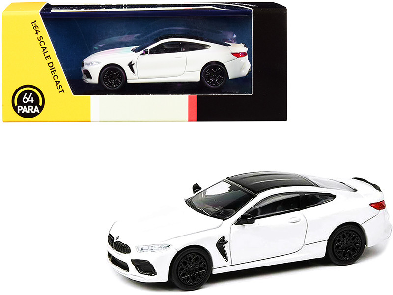 BMW M8 Coupe Alpine White Black Top 1/64 Diecast Model Car Paragon PA-55214