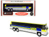 1980 MCI MC-9 Crusader II Intercity Coach Bus Via Rail Canada Yellow Silver Blue Stripes Vintage Bus & Motorcoach Collection 1/87 HO Diecast Model Iconic Replicas 87-0230