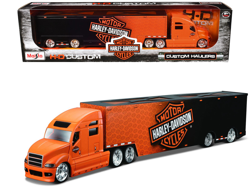 Harley Davidson Custom Hauler Trailer Orange 1/64 Diecast Model  Maisto 11516