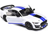 2020 Ford Mustang Shelby GT500 White Blue Stripes Special Edition 1/18 Diecast Model Car Maisto 31452