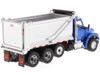 Kenworth T880S SFFA Tandem Axle Pusher Axle OX Stampede Dump Truck Blue and Chrome Transport Series 1/50 Diecast Model Diecast Masters 71078