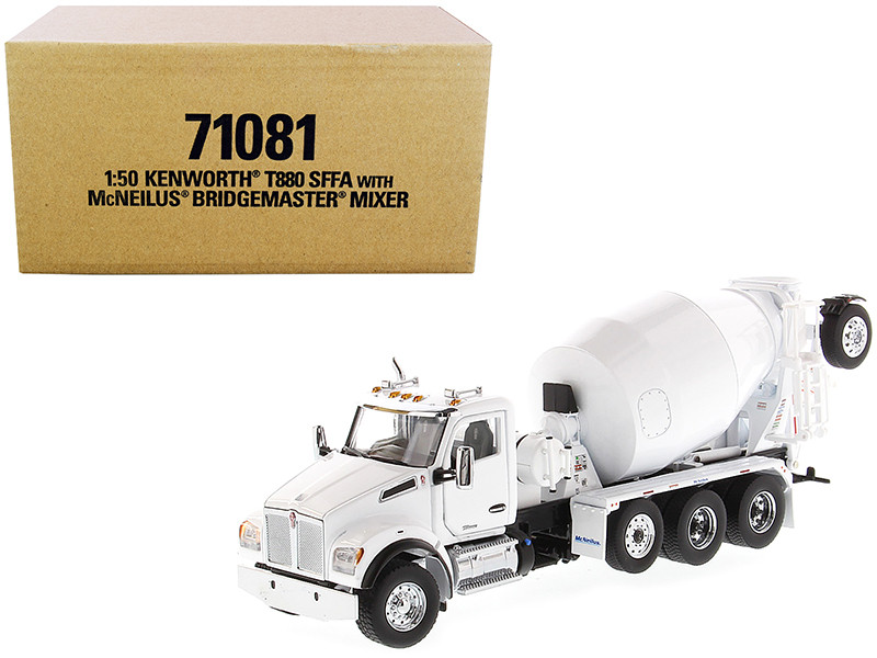 Kenworth T880 SFFA McNeilus Bridgemaster Concrete Mixer White Transport Series 1/50 Diecast Model Diecast Masters 71081