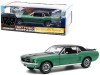 1967 Ford Mustang Coupe Loveland Green Metallic Black Stripes Black Top Pair of Skis Ski Country Special 1/18 Diecast Model Car Greenlight 13575
