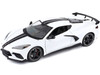 2020 Chevrolet Corvette Stingray C8 Coupe High Wing White Black Stripes 1/18 Diecast Model Car Maisto 31455