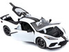 2020 Chevrolet Corvette Stingray C8 Coupe High Wing White Black Stripes 1/18 Diecast Model Car Maisto 31455