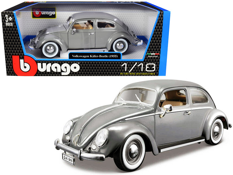1955 Volkswagen Kafer Beetle Gray 1/18 Diecast Model Car Bburago 12029