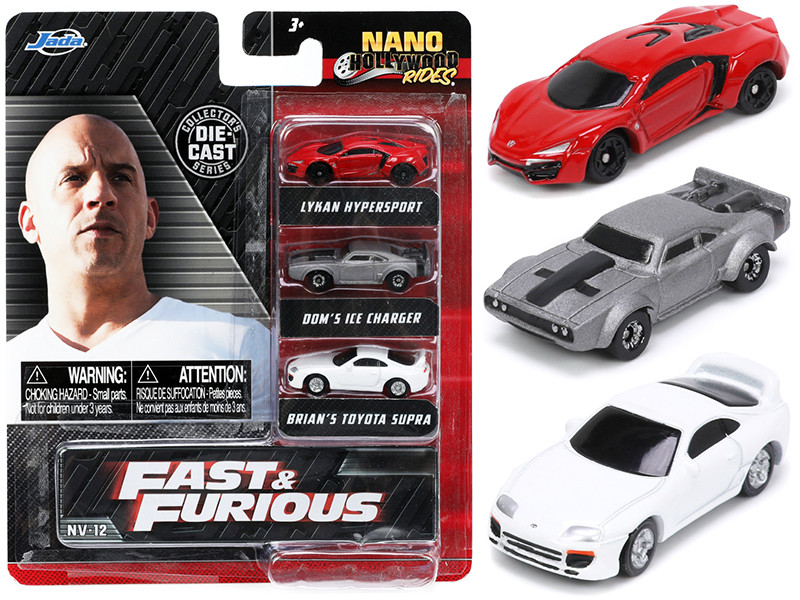 Fast & Furious Movie 3 piece Set Series 4 Nano Hollywood Rides Series Diecast Model Cars Jada 32482