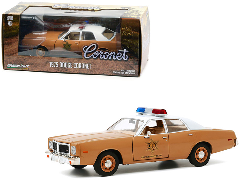 1975 Dodge Coronet Brown White Top Choctaw County Sheriff 1/24 Diecast Model Car Greenlight 84097