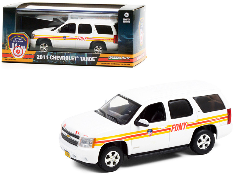 2011 Chevrolet Tahoe White Stripes FDNY Fire Department City of New York 1/43 Diecast Model Car Greenlight 86189
