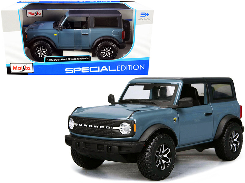 2021 Ford Bronco Badlands Blue Black Top Special Edition 1/24 Diecast Model Car Maisto 31530
