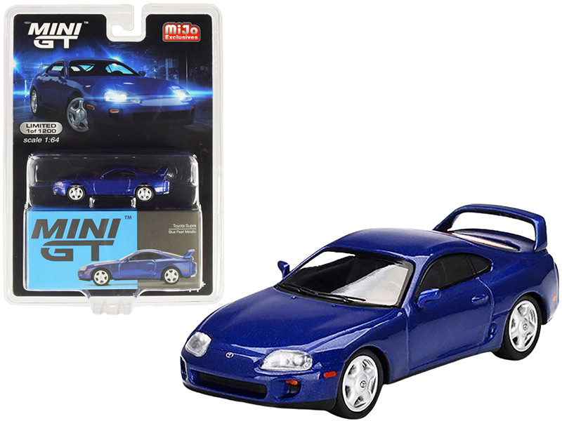 Toyota Supra JZA80 Blue Pearl Metallic Limited Edition 1200 pieces Worldwide 1/64 Diecast Model Car True Scale Miniatures MGT00211