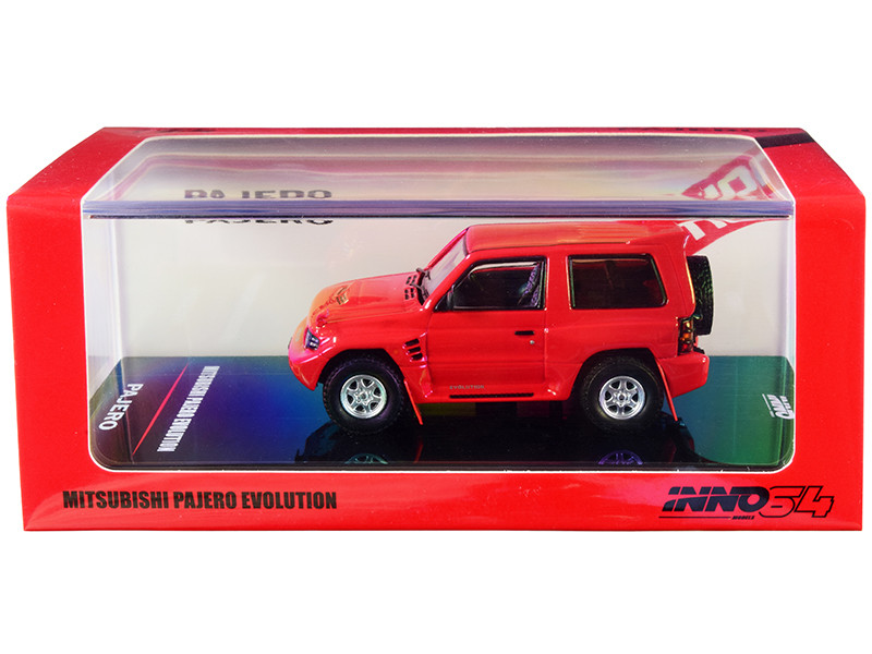 Mitsubishi Pajero Evolution RHD Right Hand Drive Red Extra Wheels 1/64 Diecast Model Car Inno Models IN64-EVOP-RED