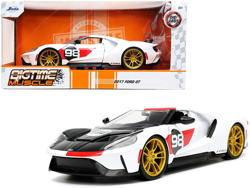 2021 Ford Gt #98 White Heritage Edition Bigtime Muscle Series 1/24 Diecast Model Car Jada 32700